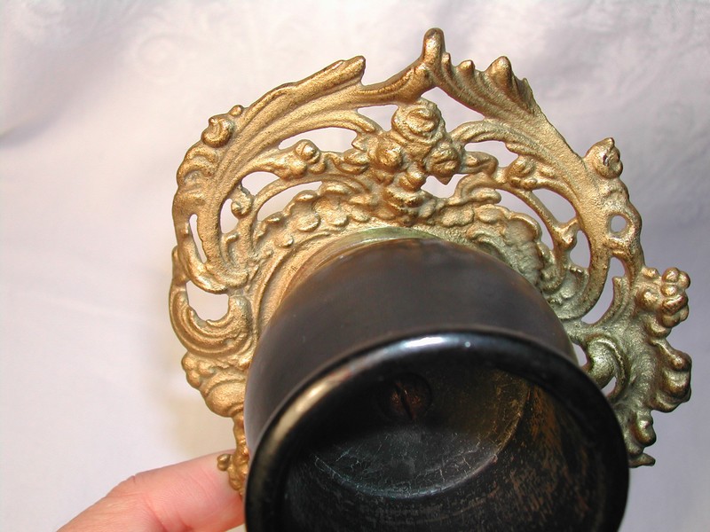 A Vintage Rococo Style Metal & Wood Pipe Holder Tray