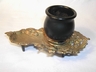 A Vintage Rococo Style Metal & Wood Pipe Holder Tray