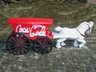 Vintage Cast Iron Coca Cola Advertising Horse Wagon Toy