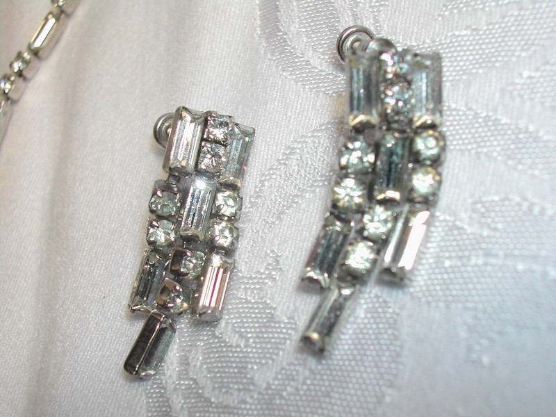 Rhinestone/Sterling by Phyllis Fashion Jewelry Necklace/Earrings