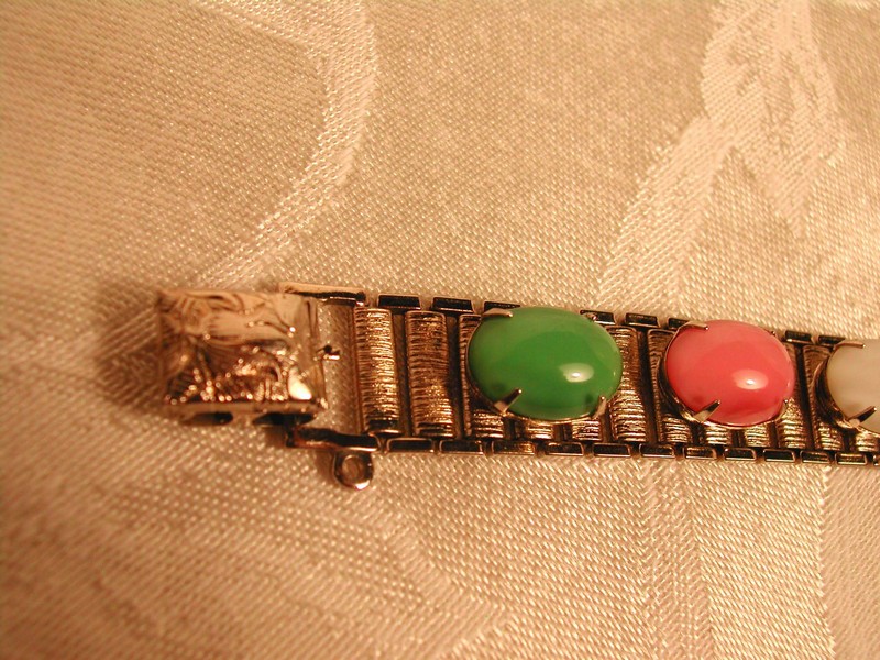 Sarah Coventry Brushed Silver tone Multicolor Cabochon Bracelet