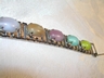 Sarah Coventry Brushed Silver tone Multicolor Cabochon Bracelet