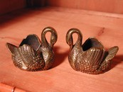 Little Vintage English Brass Swan Candlestick Holders