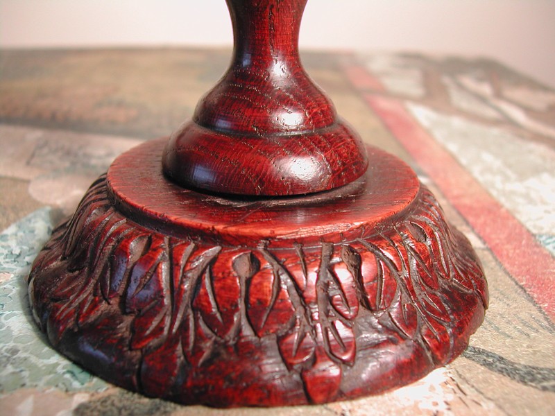 Rare Hand Carved 19th c. Treen Candlesticks - England