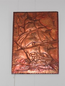 Vintage Copper Embossing of Ship