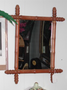 Vintage English Bamboo Style Wood Frame Mirror