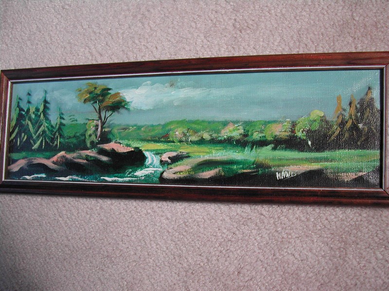 Pair Old Oil Landscape Paintings