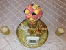 French Country Gold & Rose Jewel Lighted Centerpiece