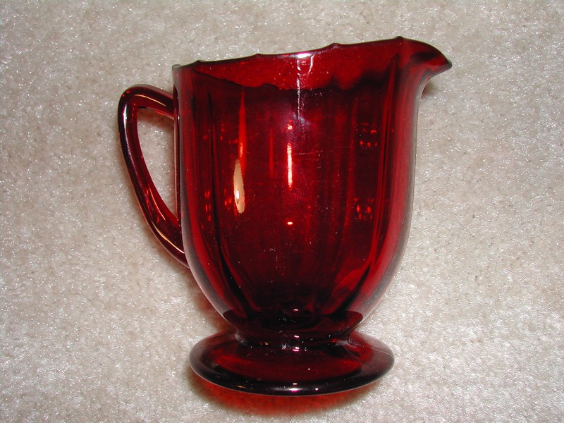 Fantastic Vintage New Martinsville Footed Ruby Glass Cream & Sug