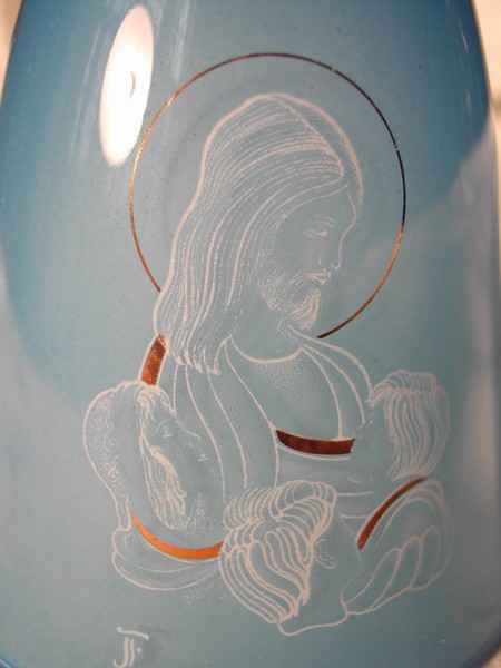 Old / Vintage Fostoria Crystal Jesus Bell Marked Artist Signed