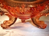 Westmoreland Amber Footed Dolphin Butter Dish Vintage
