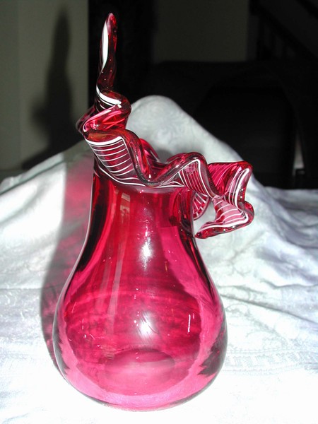 A Vintage Cranberry Glass Jack in the Pulpit Vase