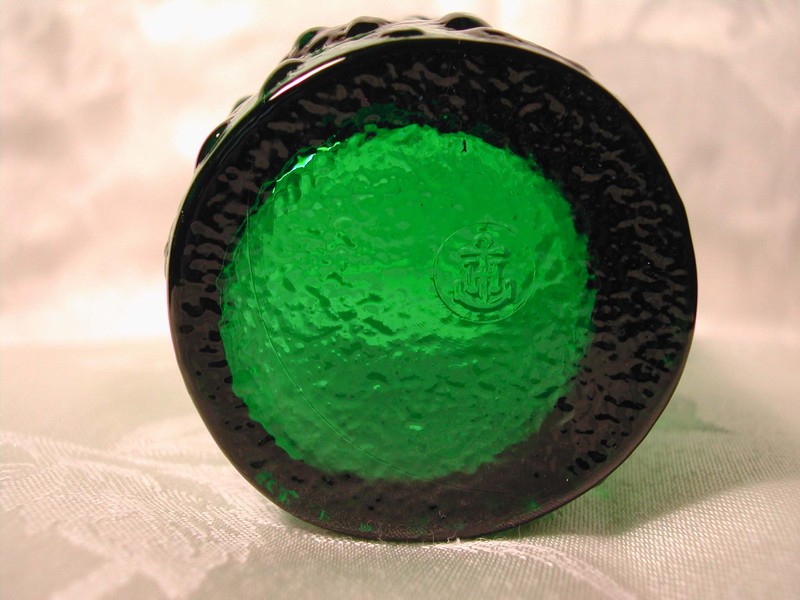 Forest Green Glass Anchor Hocking Lido Ball Pitcher Set