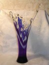 Art Glass Splash Vase Cobalt Blue and White
