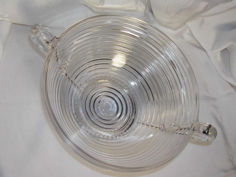 A "Manhattan" Horizontal Ribbed Lrg. Glass Bowl Anchor Hocking