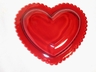 Ruby Red Glass Heart Shaped Candy Dish