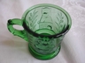 A Green Pressed Glass Childrens Mug "Baby Animals" EAPG
