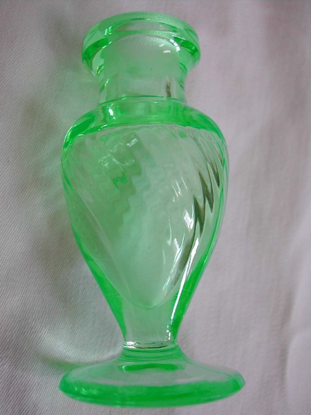 Tiffin (US Glass Co.) Milady Spiral Optic Green Glass Perfume