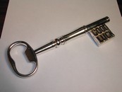 Large English Silverplate Skeleton Key Corkscrew 1951