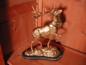 Vintage Brass Elk & Wood Statue