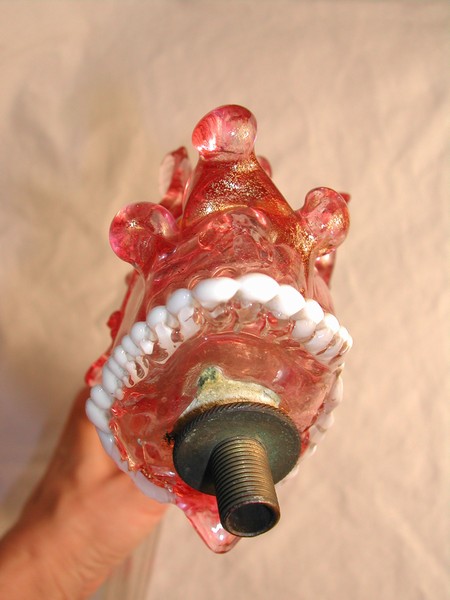 Cranberry Art Glass Fish/Dragon Fixture