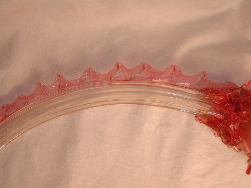 Cranberry Art Glass Fish/Dragon Fixture