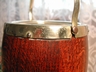 Vintage Treen Biscuit Barrel - Oak/Silver Plate