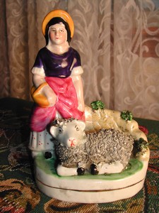 Staffordshire Style Maiden With Her Sheep, England