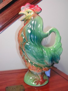 Vintage St. Clement French Majolica (Barbotine) Rooster Pitcher