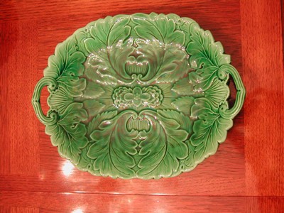 Large English Leaf/Flower Handled Platter