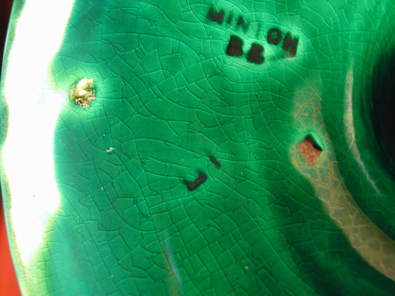 Impressive Majolica Leaf Handled Compote Minton Mark