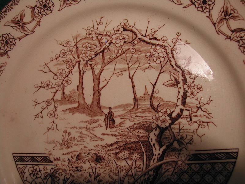 Antique T&R Boote England 1883 Brown &White Transfer ware Plate