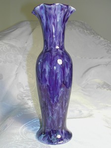 Royal Haeger Ceramic Cobalt Blue & White Marbleized Vase