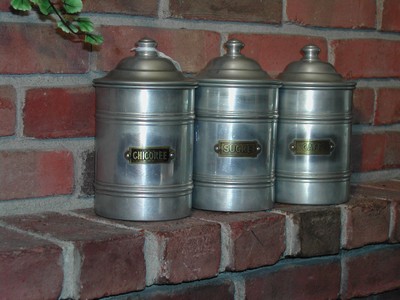 Vintage Aluminum Kitchen Canisters (set of 3)