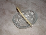 Old Glass Fruit Bowl/Wicker Handle