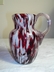 Stunning Victorian Style Glass Pitcher Ruby & White Spatter Over