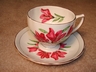 Cranberry Lilies Staffordshire Teacup & Saucer
