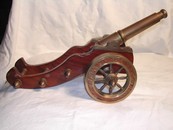 Handsome Vintage English Brass/Bronze and Wood Cannon Statue