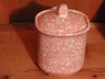 Vintage English Red & White Chintz Biscuit Jar/Lid
