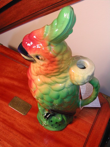 Vintage St. Clement French Majolica (Barbotine) Parrot Decanter
