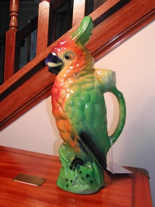 Vintage St. Clement French Majolica (Barbotine) Parrot Decanter