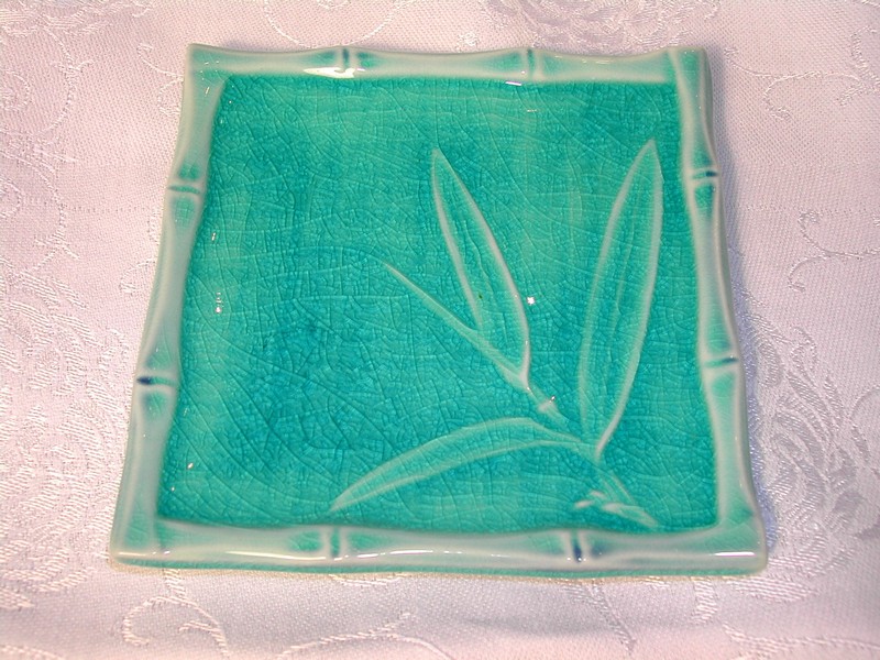 Majolica Bamboo Style Tile Marked
