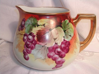 A Fantastic Hand Painted ZS & Co. Bavaria Cider Pitcher Grapes