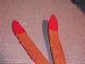 Pair of Vintage Children’s Oak Skis – Red Tips