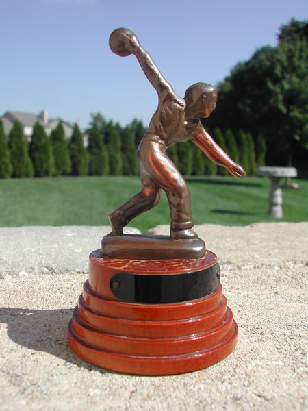 Vintage Copper & Wood Bowling Trophy