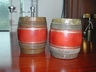 French Wood & Leather Barrel Salt & Pepper Vintage