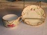 Limoges Hand Painted & Gilded Floral Demitasse Cup/Saucer