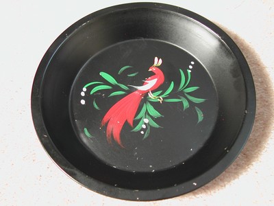 A Pennsylvania Dutch Style Toleware Bird Petite Pan