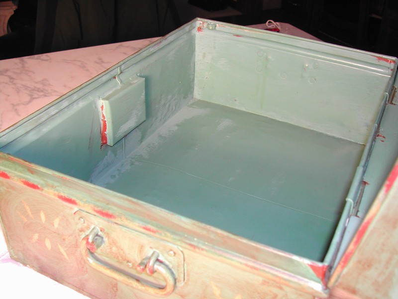 Antique Metal Ware Hand Painted Quail Document Box