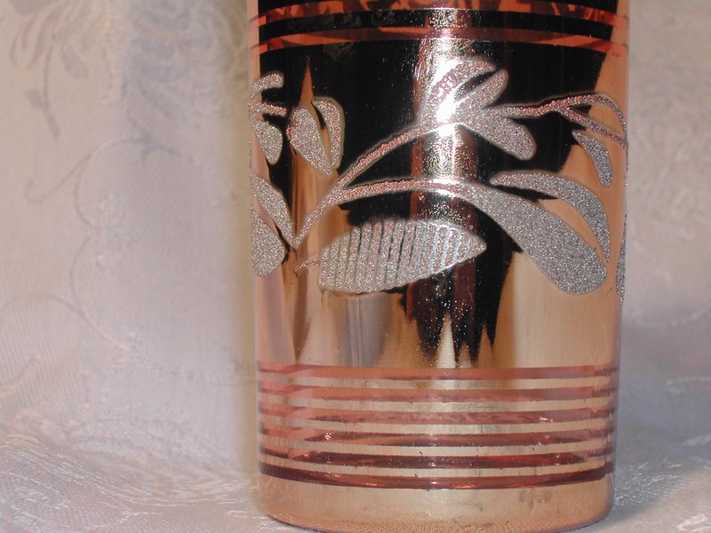 Vintage Art Deco Pink Lustre & Gold Juice Glass